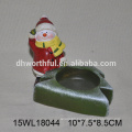 wholesale ceramic candle holder in snowman shape for christmas decoration